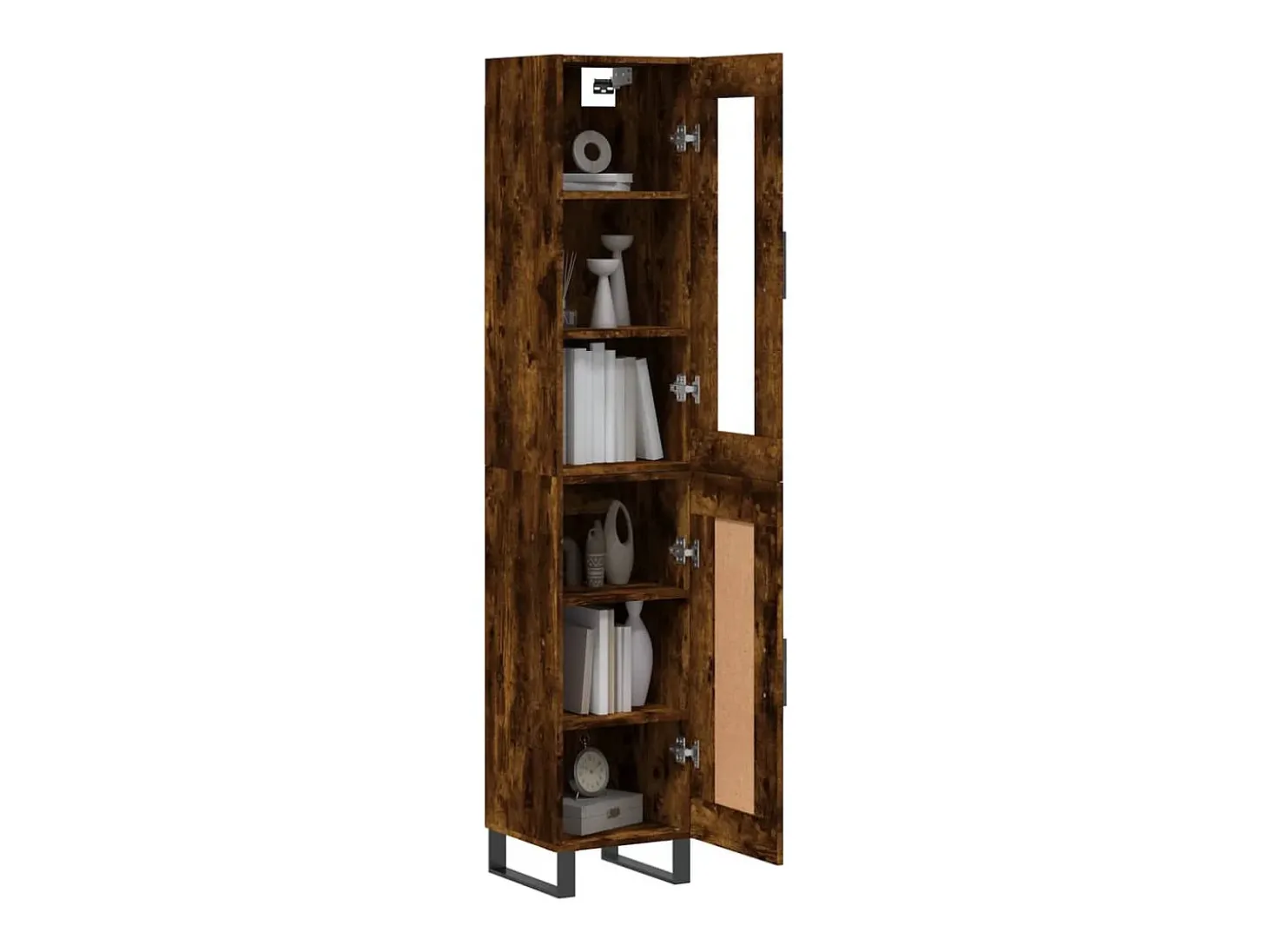 Aparador de madera contrachapada roble ahumado 34,5x34x180 cm ES32585
