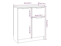Aparador de madera contrachapada blanco 60x30x70 cm