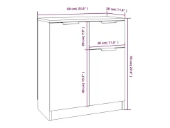 Aparador de madera contrachapada blanco 60x30x70 cm