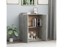 Aparador de madera contrachapada gris hormigón 60x30x75 cm