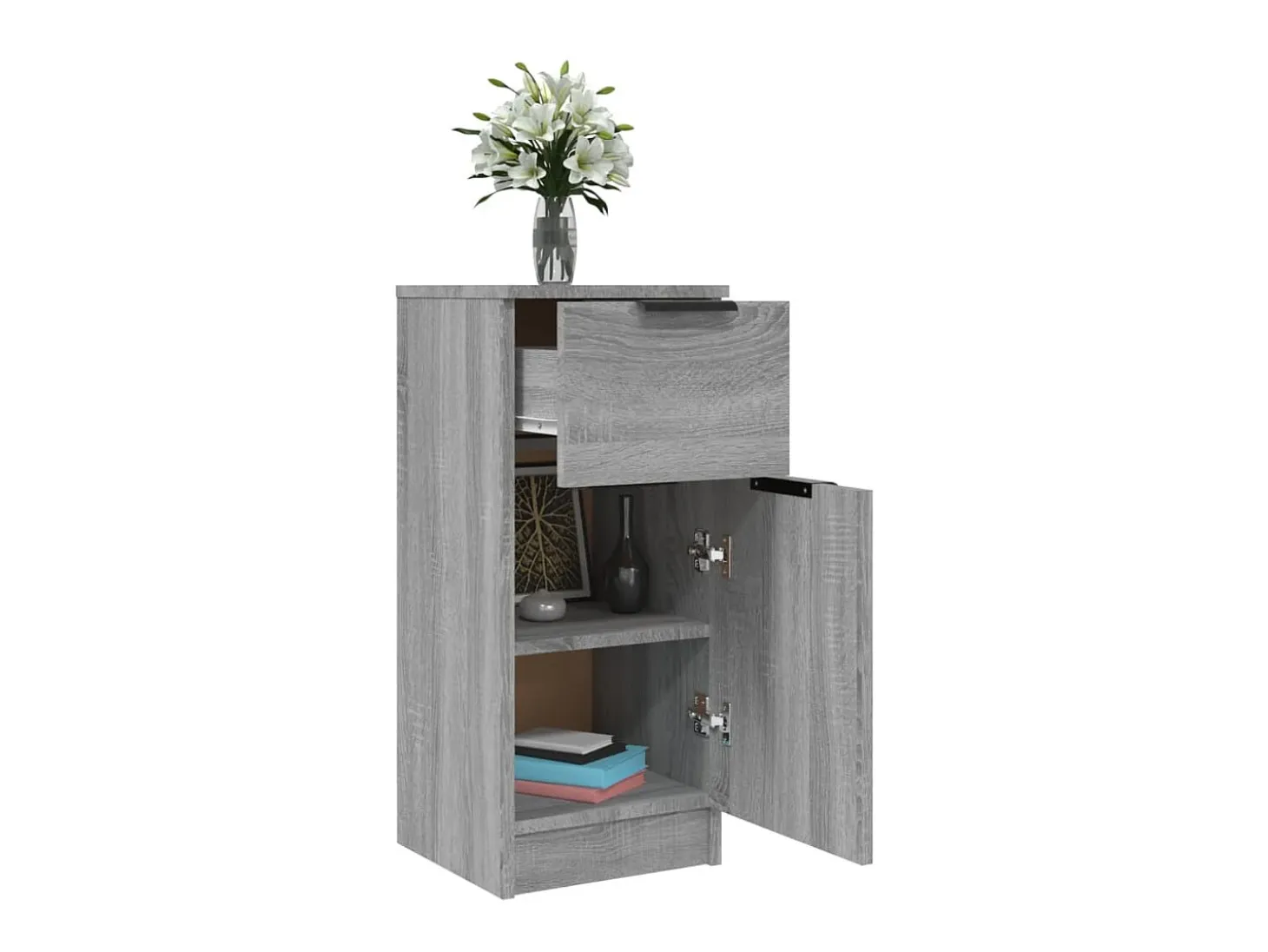 Aparador de madera contrachapada gris Sonoma 30x30x70 cm ES54596