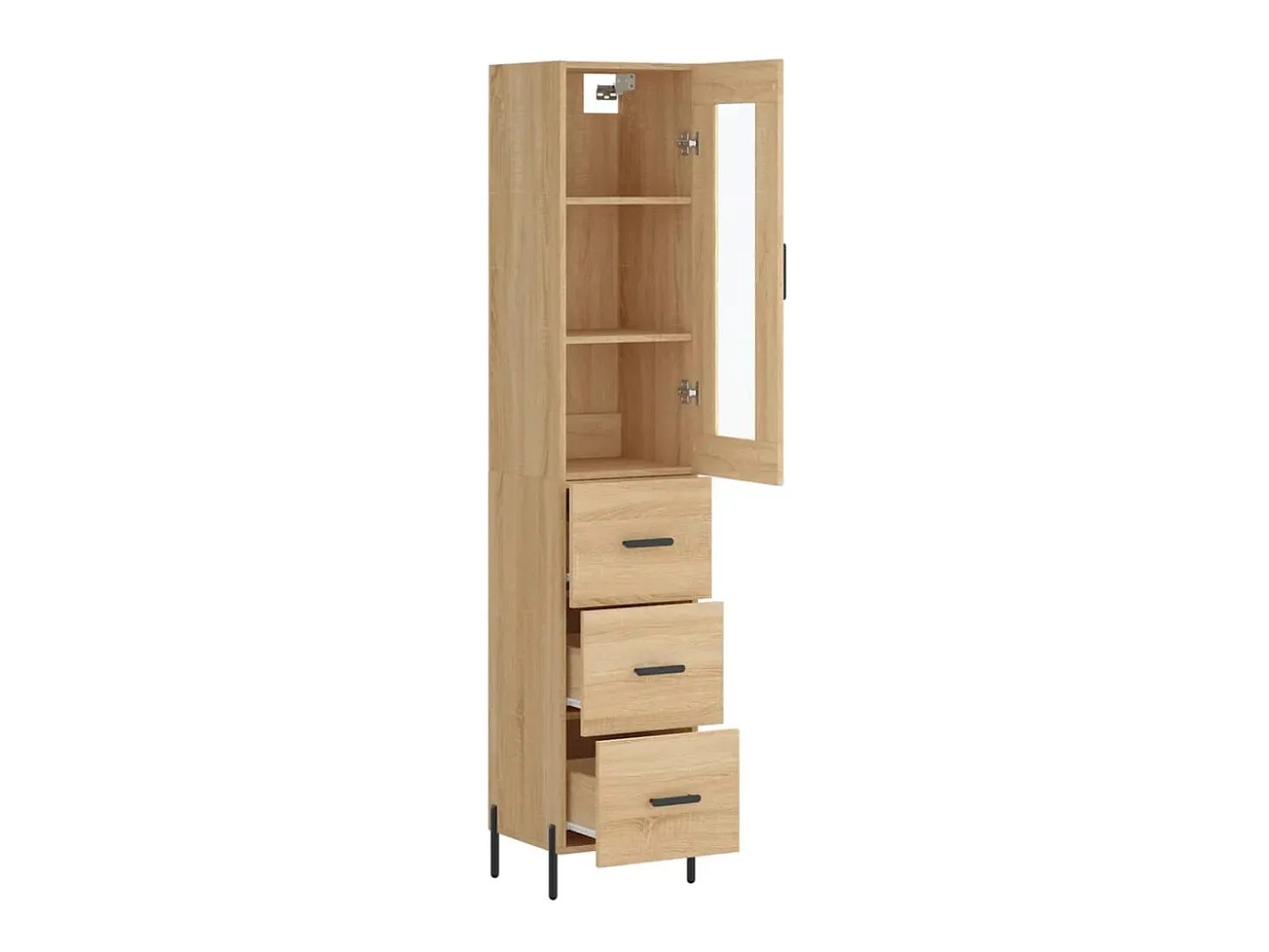 Aparador de madera contrachapada roble Sonoma 34,5x34x180 cm ES77466