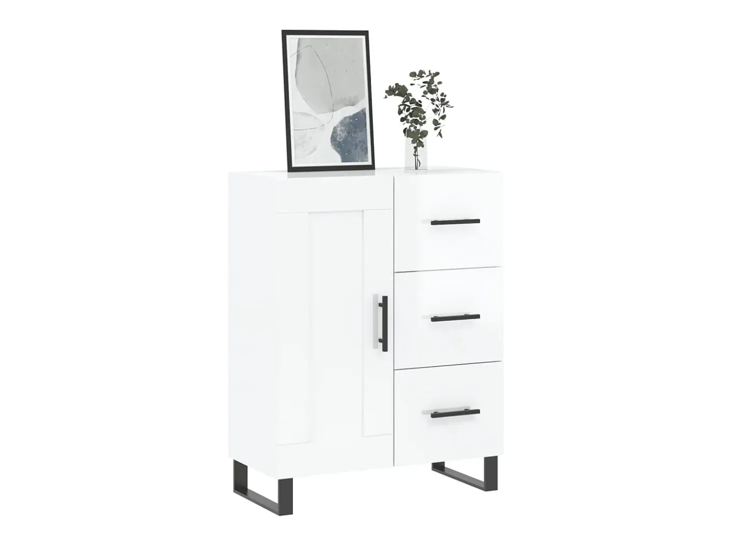 Aparador de madera contrachapada blanco brillante 69,5x34x90 cm ES75927