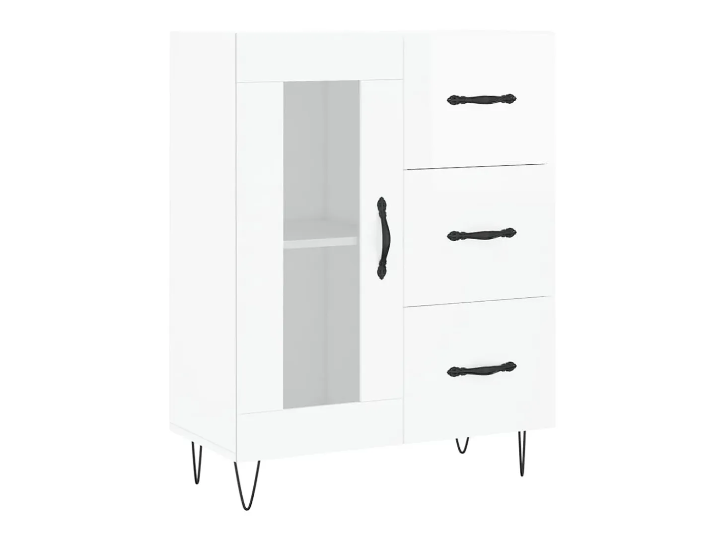Aparador de madera contrachapada blanco brillante 69,5x34x90 cm ES49007