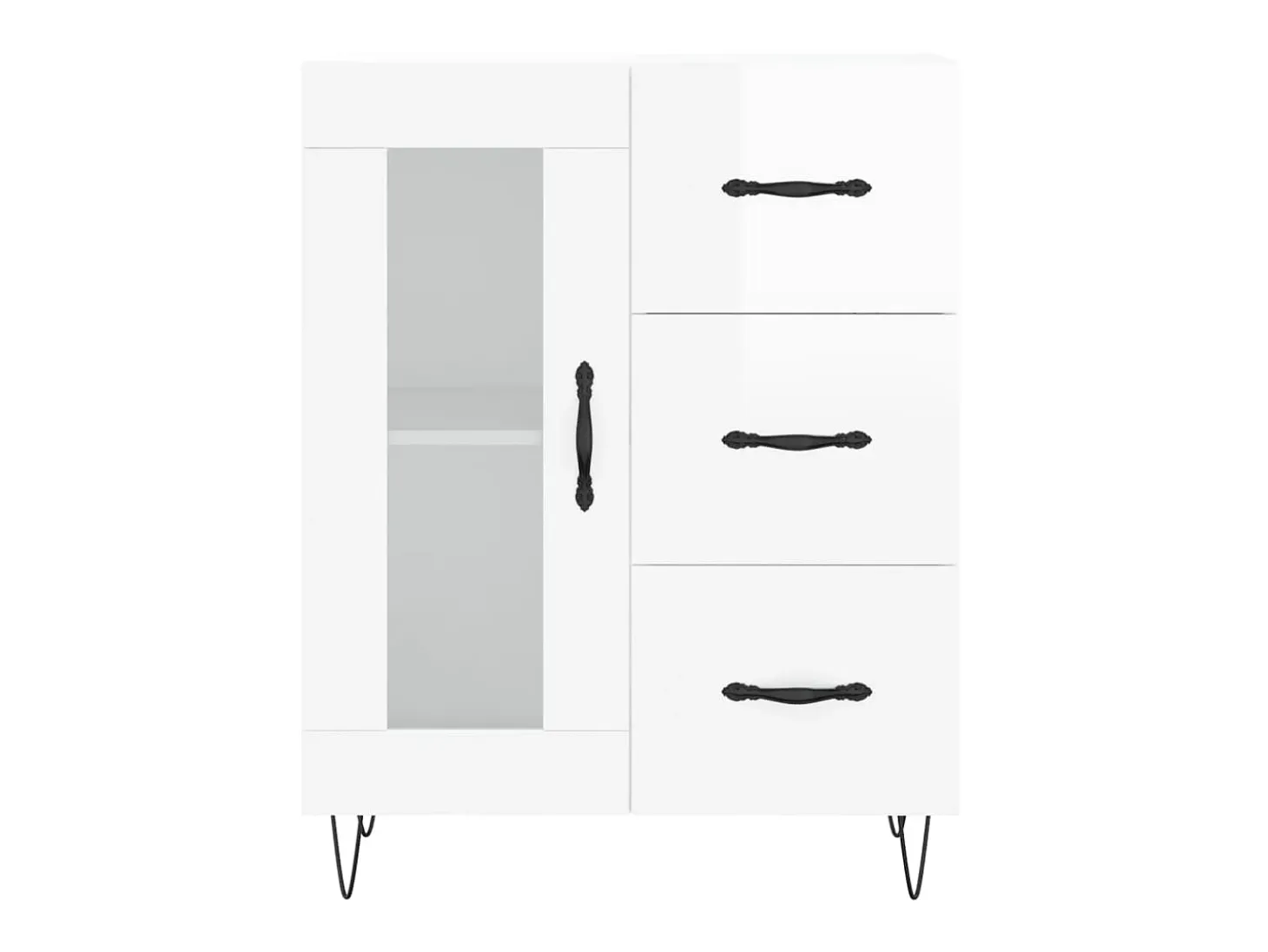 Aparador de madera contrachapada blanco brillante 69,5x34x90 cm ES49007
