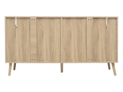Aparador de madera de 150 x 40 x 80 cm, 4 puertas, diseño ondulado, mueble moderno para salón/dormitorio