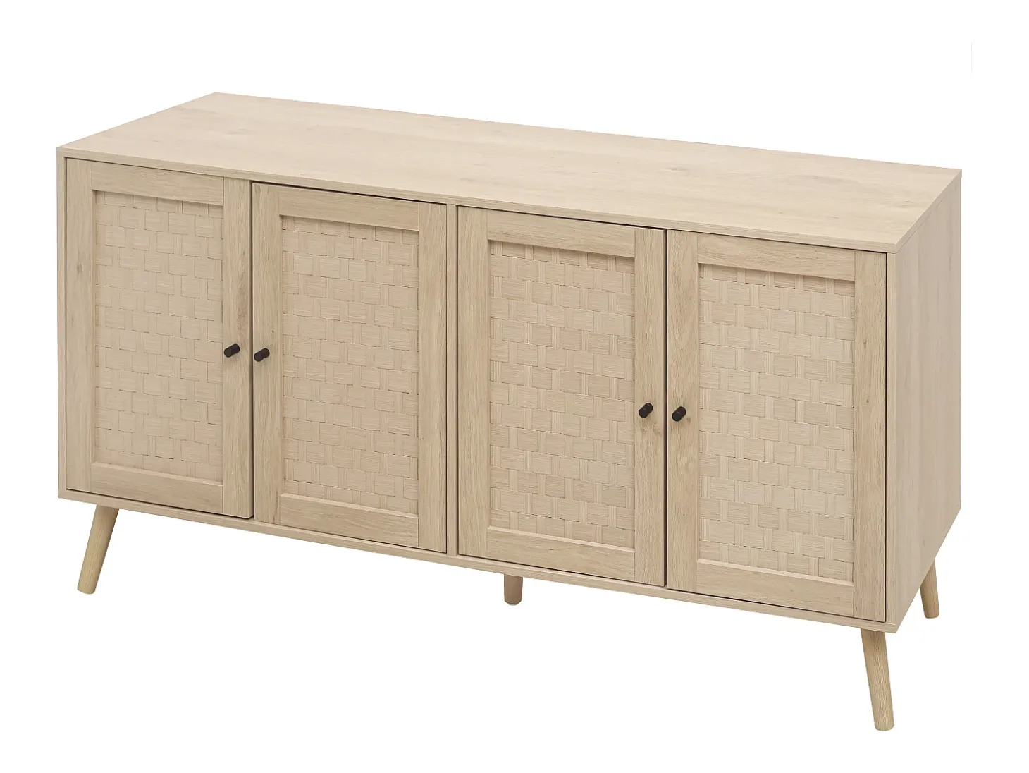 Aparador de madera de 150 x 40 x 80 cm, 4 puertas, diseño ondulado, mueble moderno para salón/dormitorio