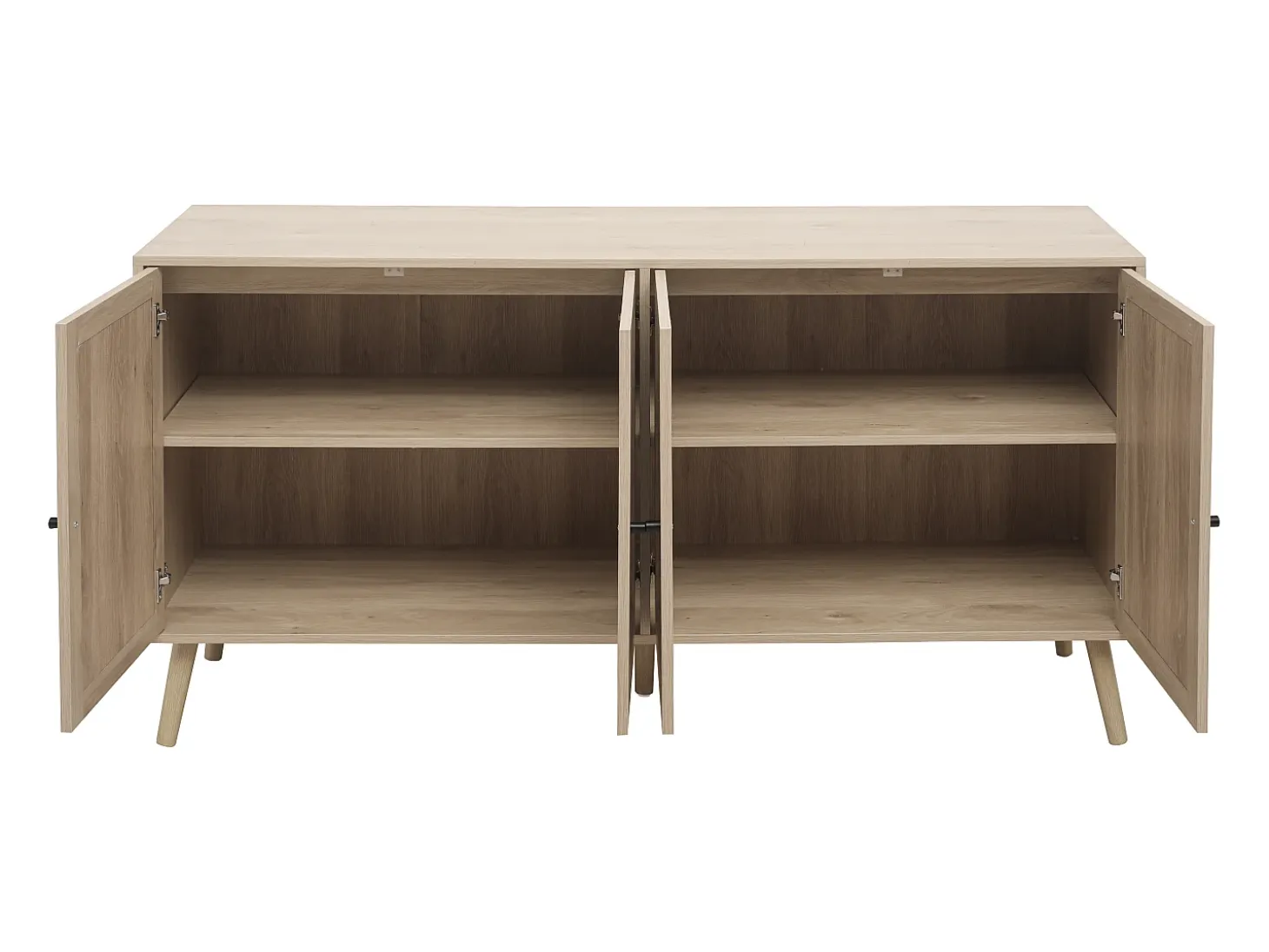 Aparador de madera de 150 x 40 x 80 cm, 4 puertas, diseño ondulado, mueble moderno para salón/dormitorio