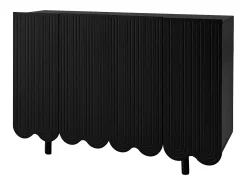 Aparador de madera de cuatro puertas con dos estantes, diseño sin tiradores, 120x37x80 cm, para salón o dormitorio, negro