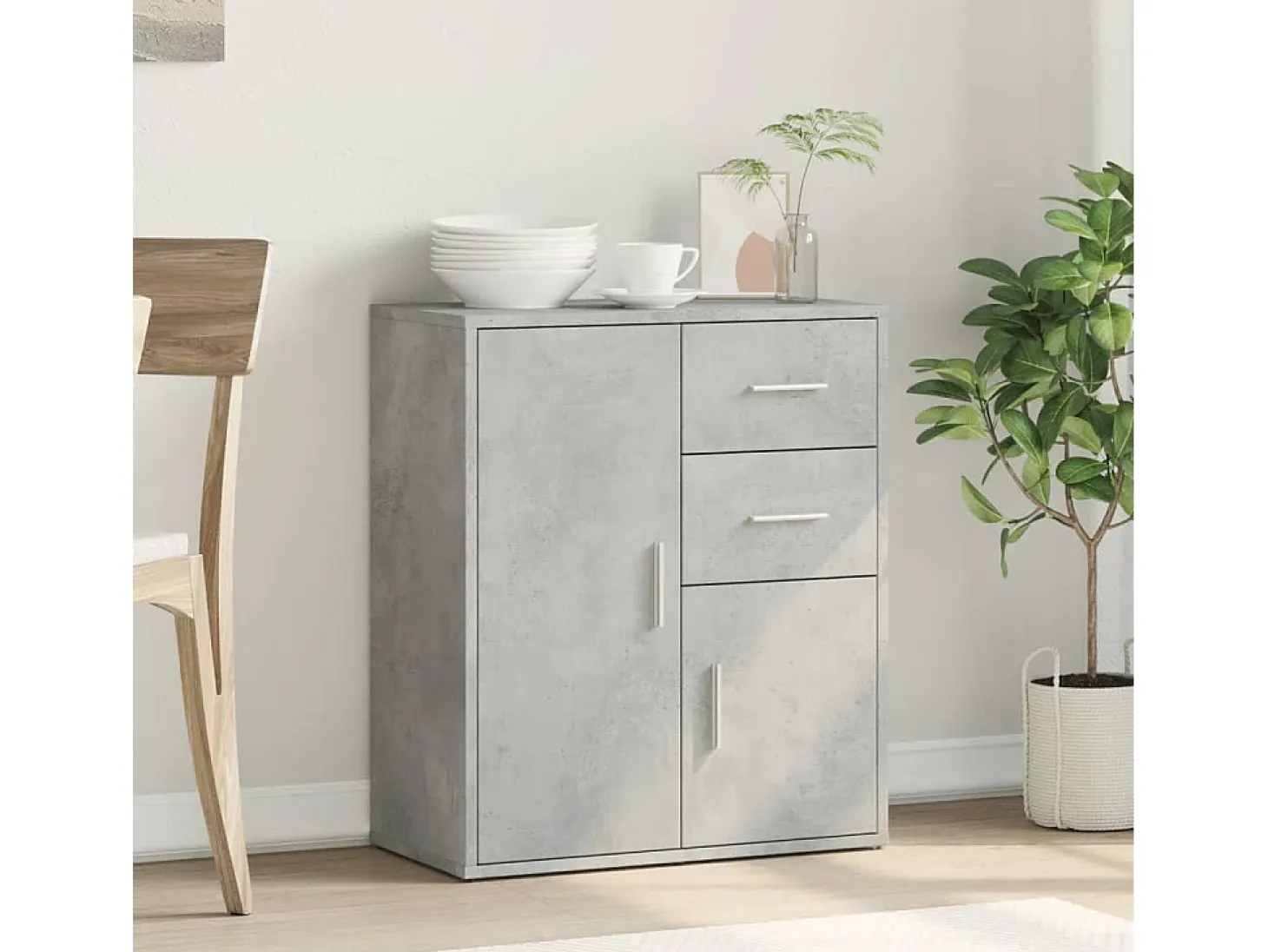 Aparador de madera de ingeniería gris hormigón 60x31x70 cm ES492261