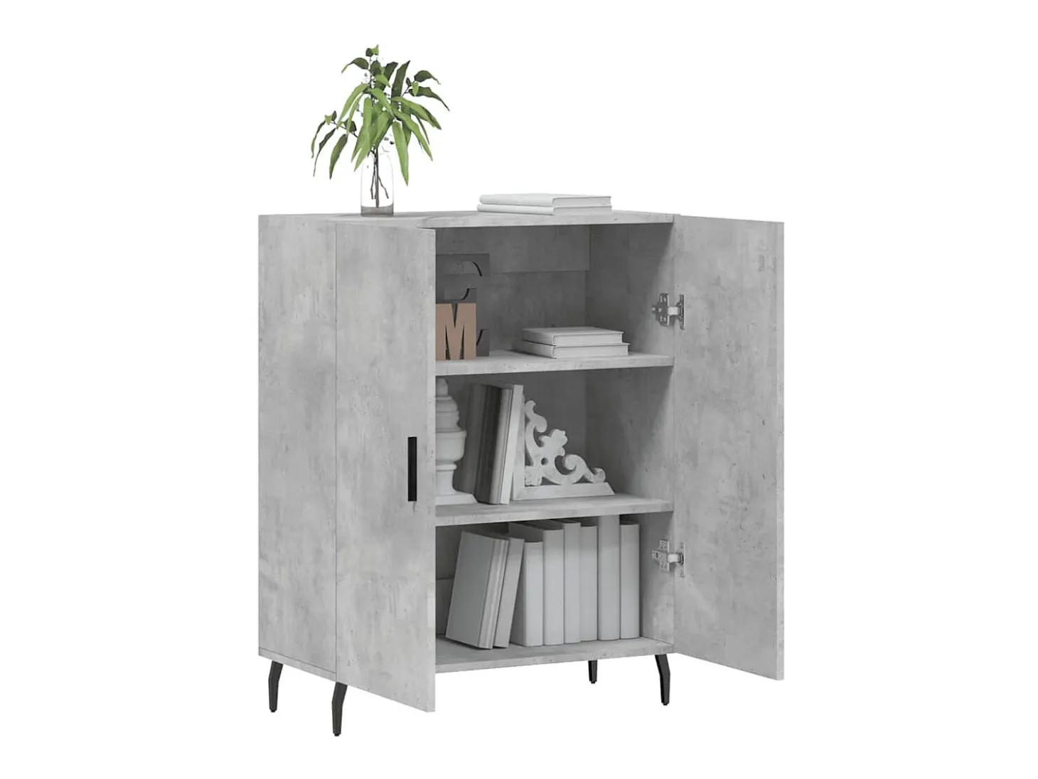 Aparador de madera de ingeniería gris hormigón 69,5x34x90 cm ES78891