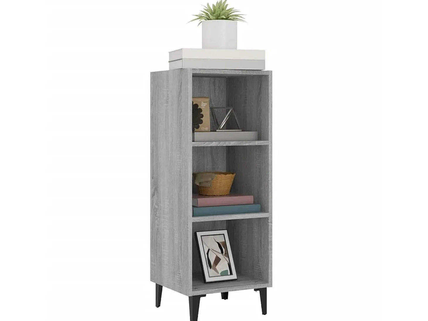 Aparador de madera de ingeniería gris Sonoma 34,5x32,5x90 cm ES79650