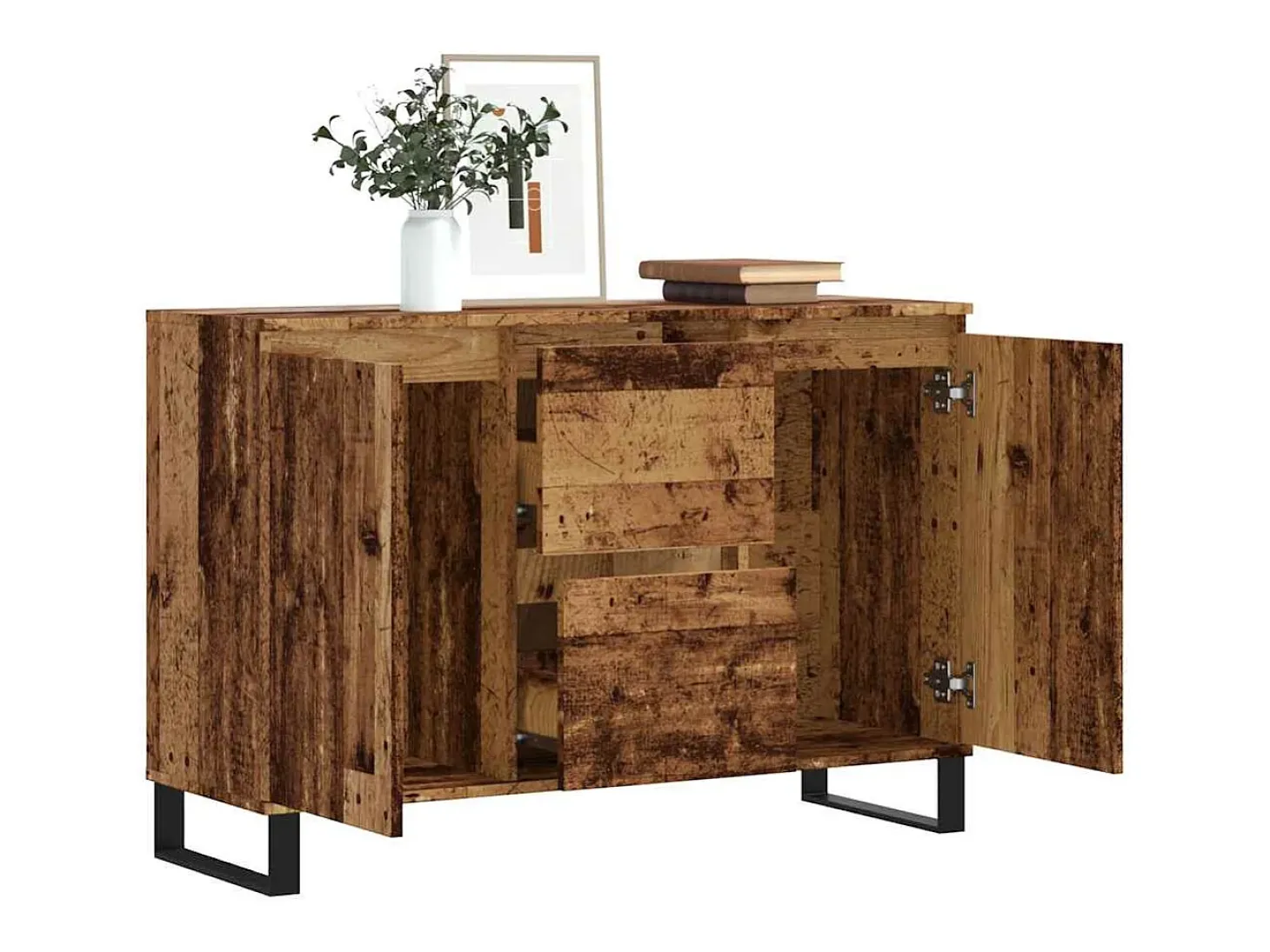 Aparador de madera de ingeniería envejecida 101,5x35x70 cm