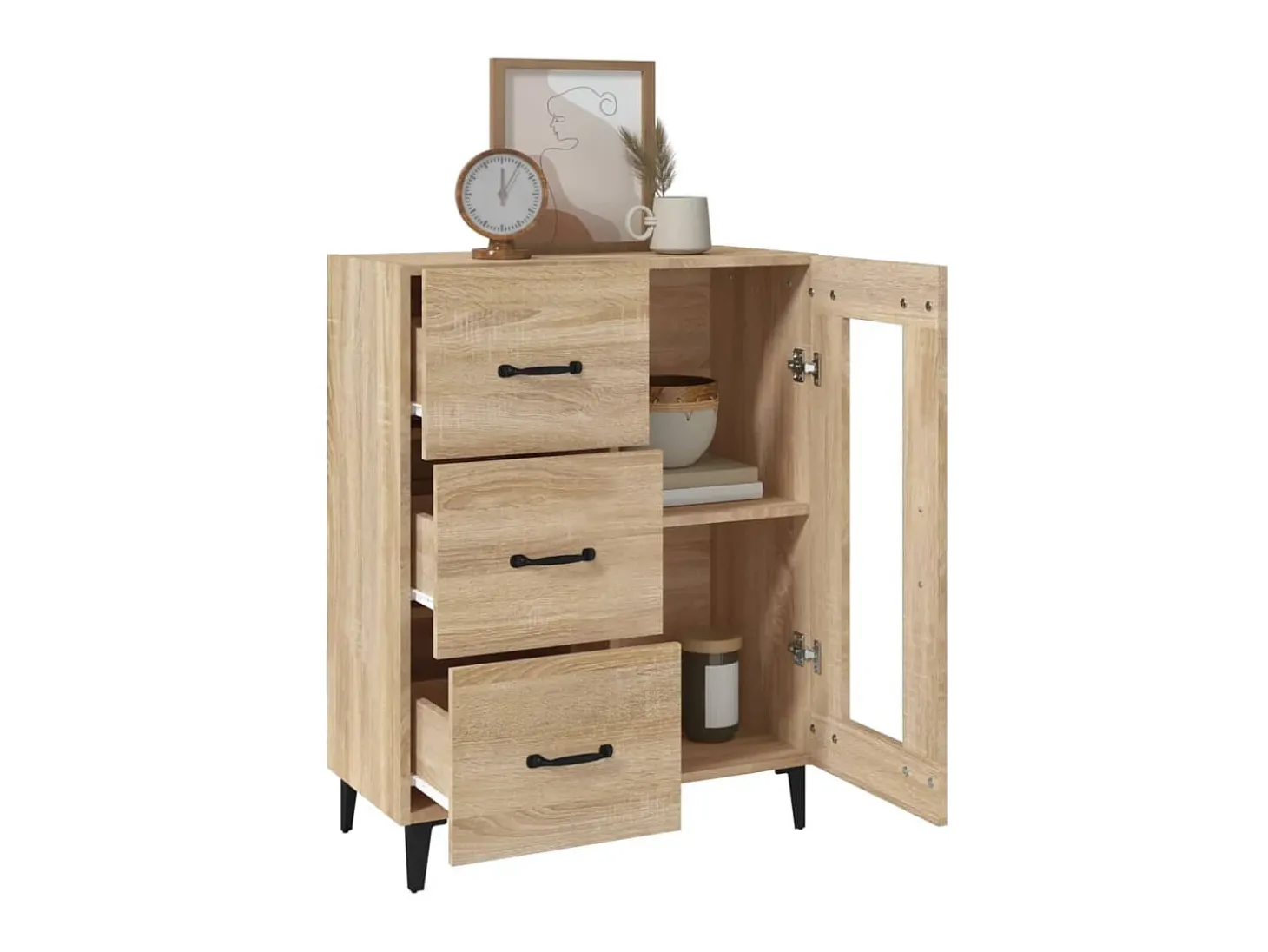 Aparador de madera de ingeniería roble Sonoma 69,5x34x90 cm ES52711