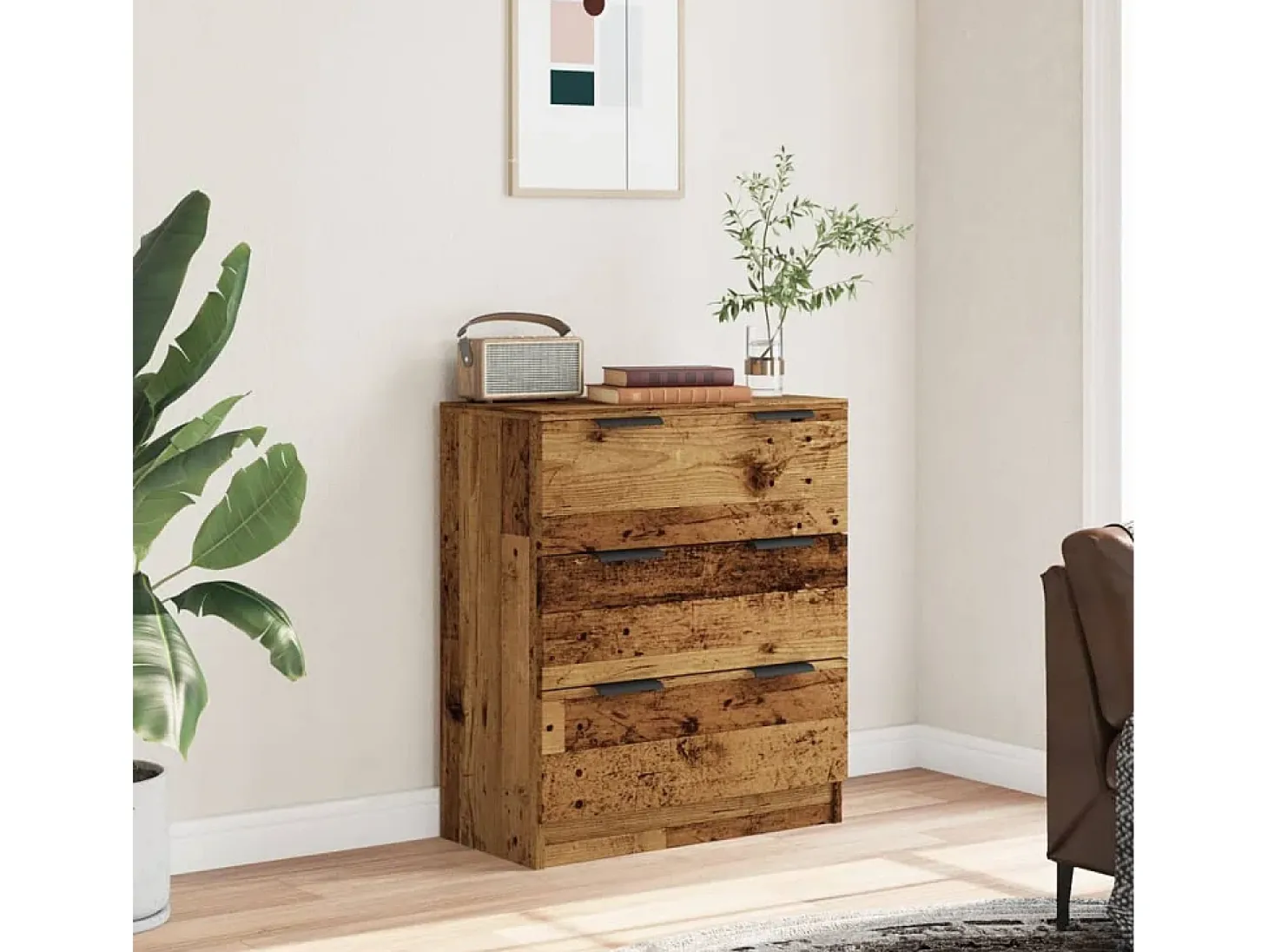 Aparador de madera de ingeniería envejecida 60x30x70 cm