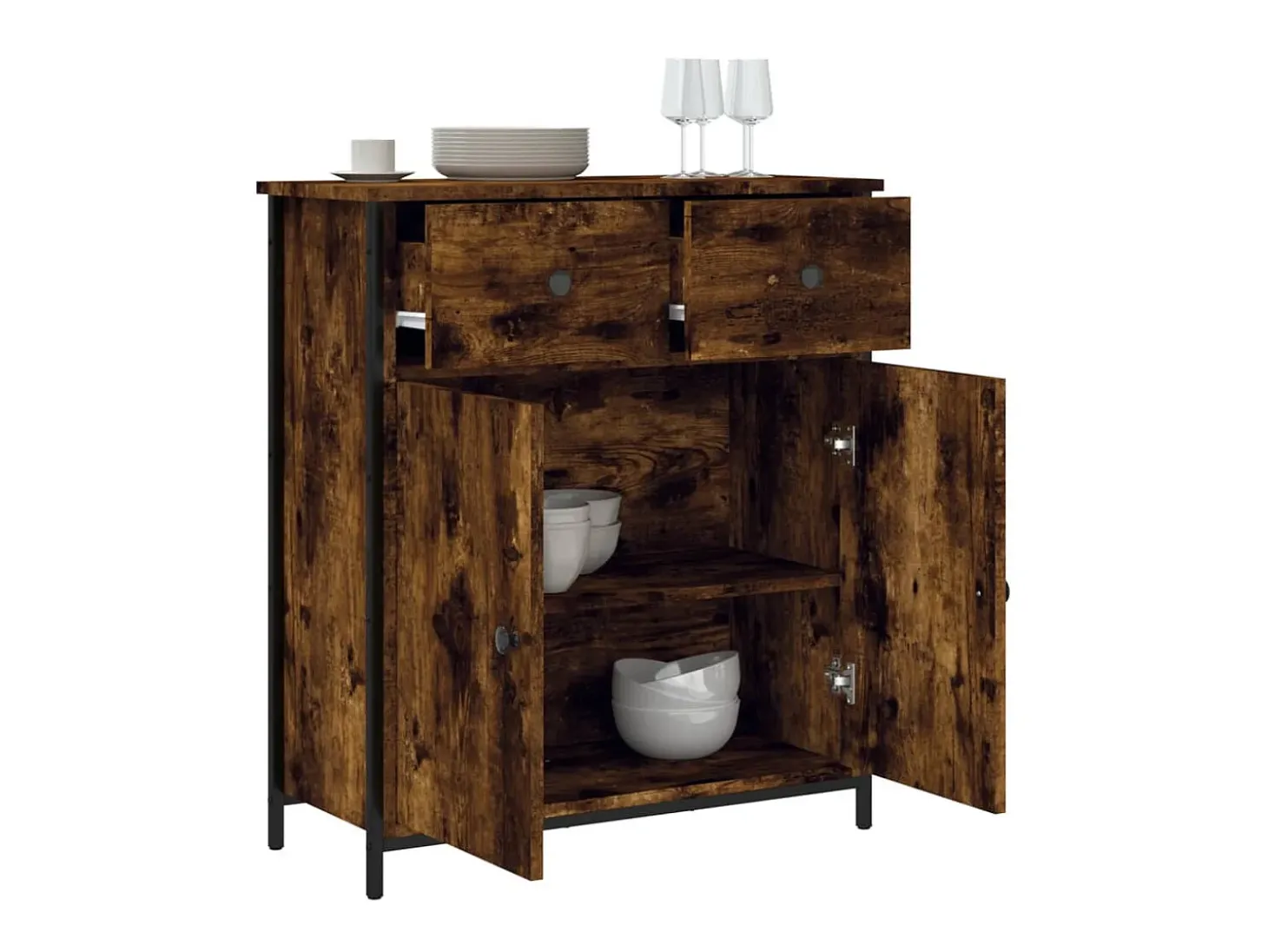 Aparador de madera de ingeniería roble ahumado 70x30x80 cm ES33010