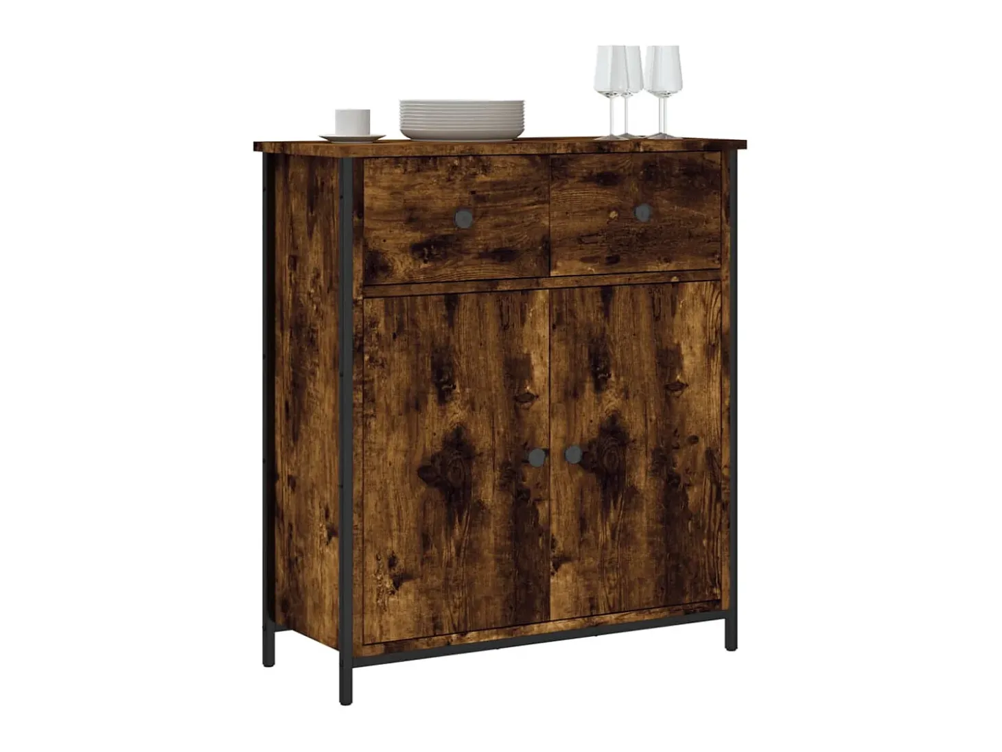 Aparador de madera de ingeniería roble ahumado 70x30x80 cm ES33010