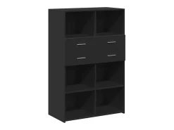 Aparador de madera de ingeniería negro 80x42,5x124 cm