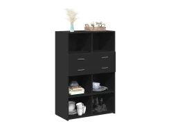 Aparador de madera de ingeniería negro 80x42,5x124 cm
