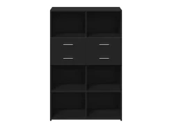 Aparador de madera de ingeniería negro 80x42,5x124 cm