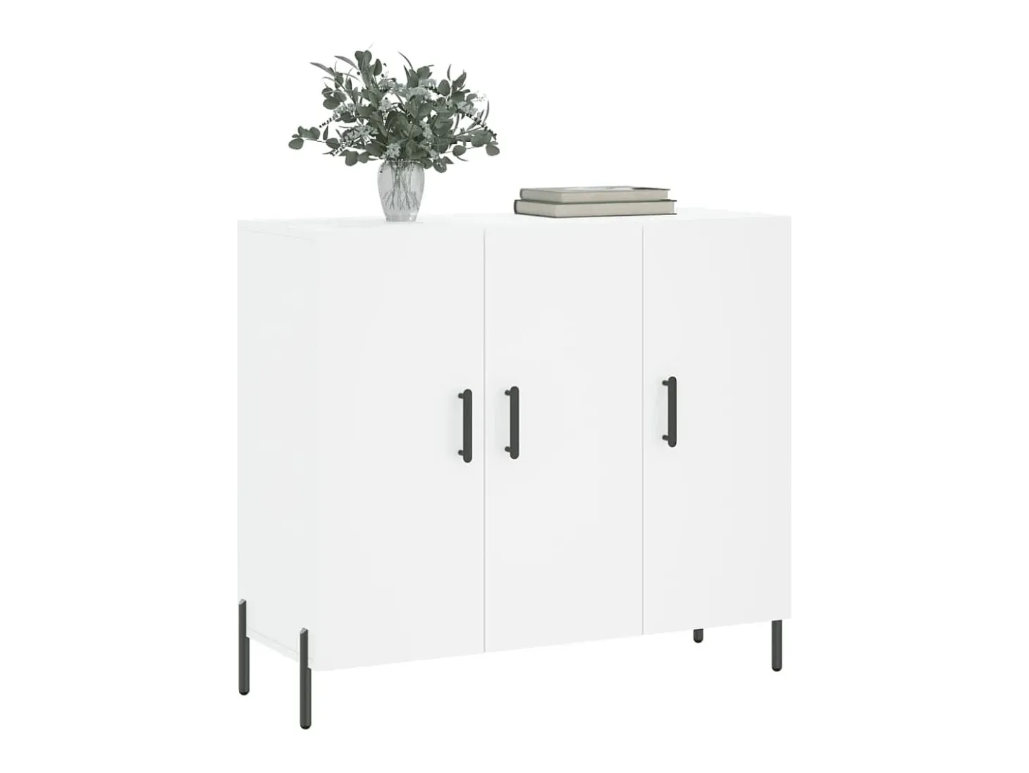 Aparador de madera de ingeniería blanco 90x34x80 cm ES39461