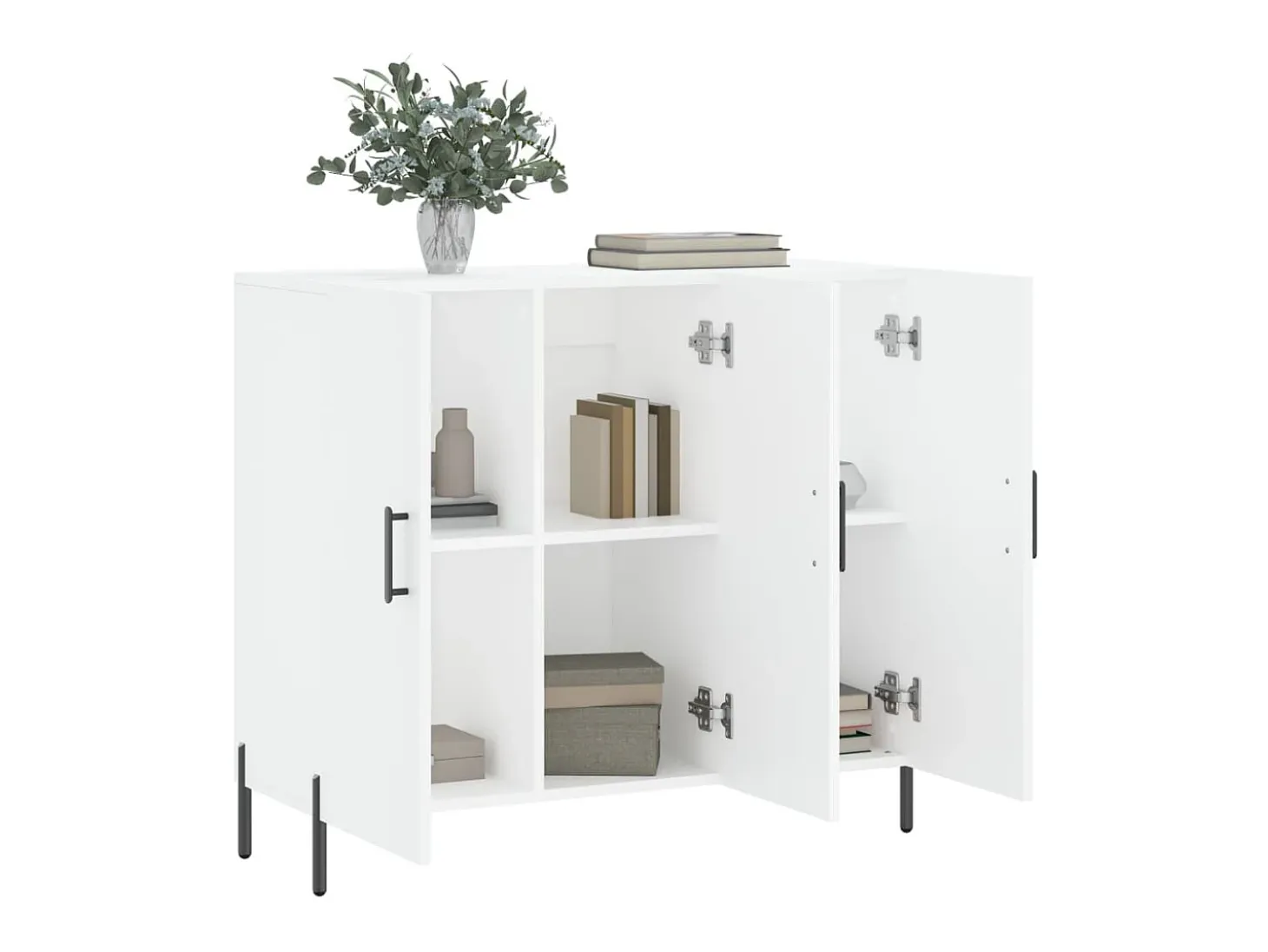 Aparador de madera de ingeniería blanco 90x34x80 cm ES39461