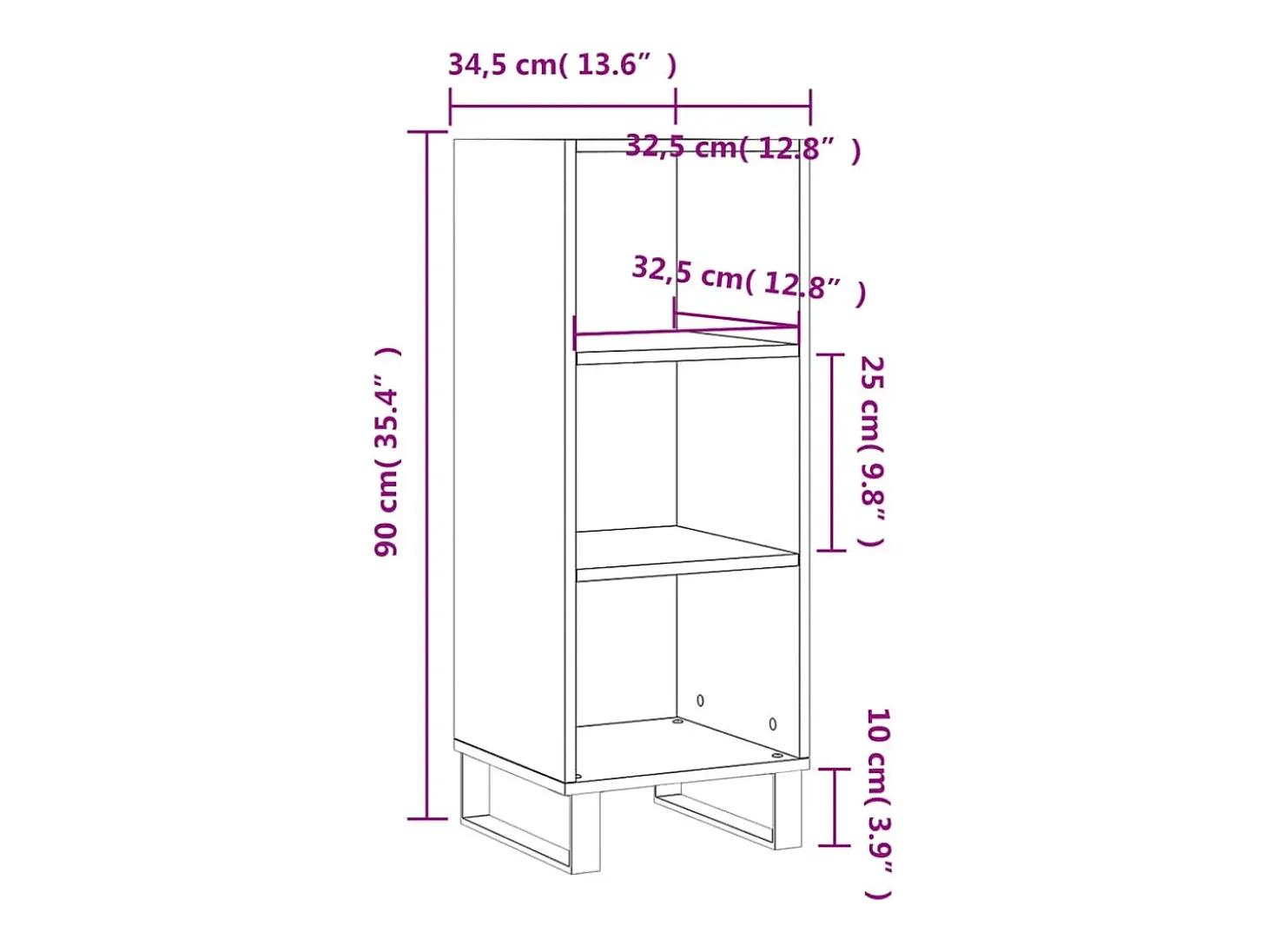 Aparador de madera de ingeniería gris Sonoma 34,5x32,5x90 cm