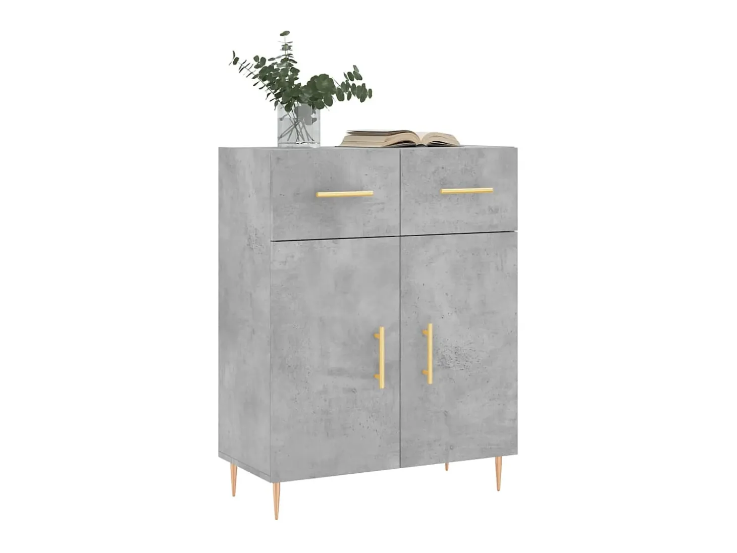 Aparador de madera de ingeniería gris hormigón 69,5x34x90 cm ES89293