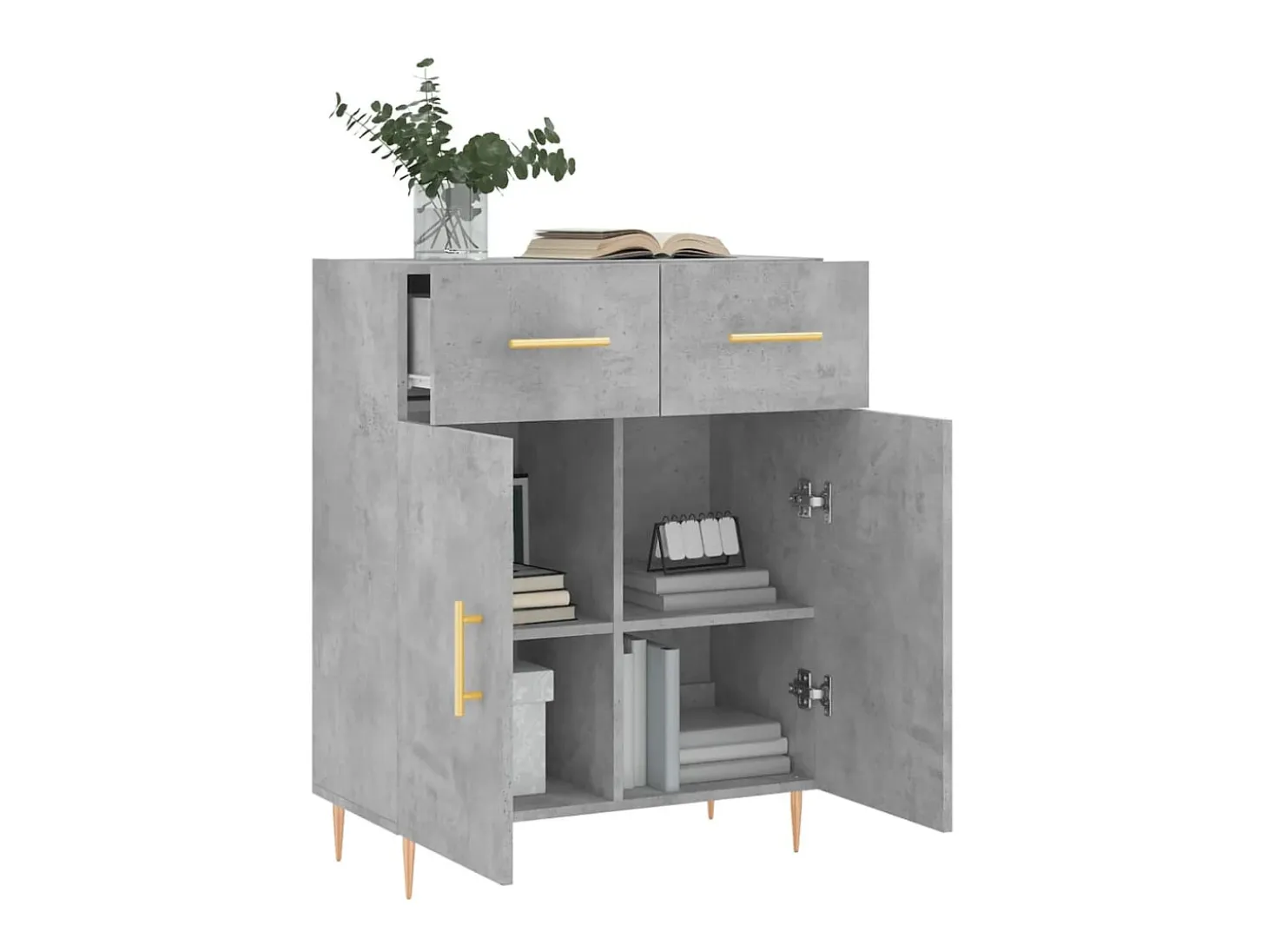 Aparador de madera de ingeniería gris hormigón 69,5x34x90 cm ES89293