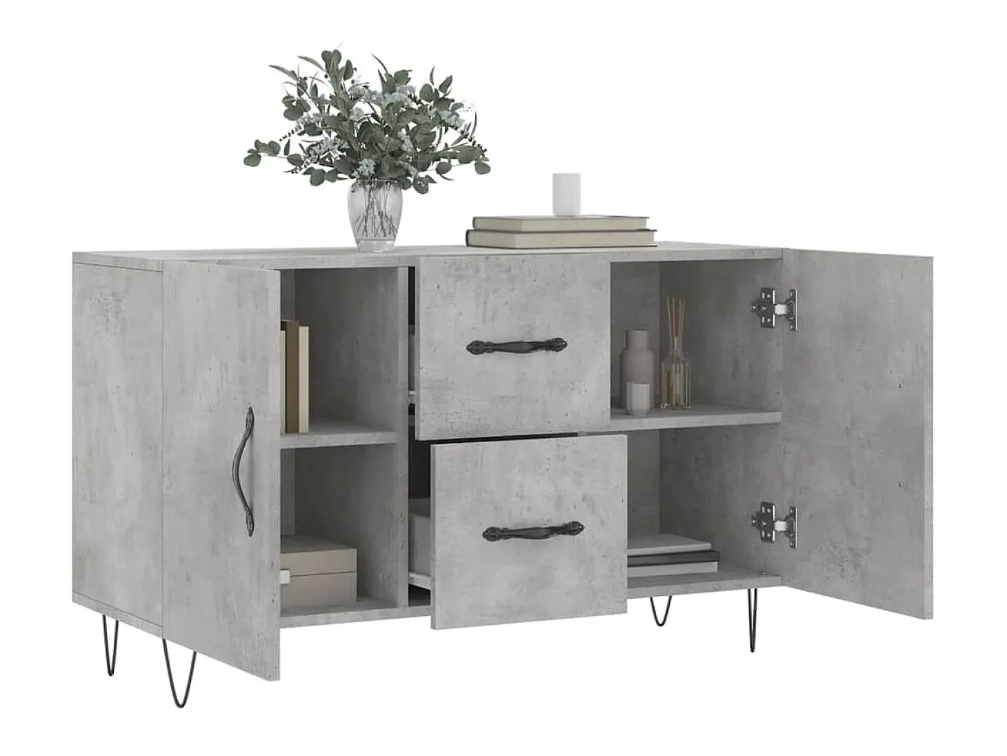 Aparador de madera de ingeniería gris hormigón 100x36x60 cm ES41378