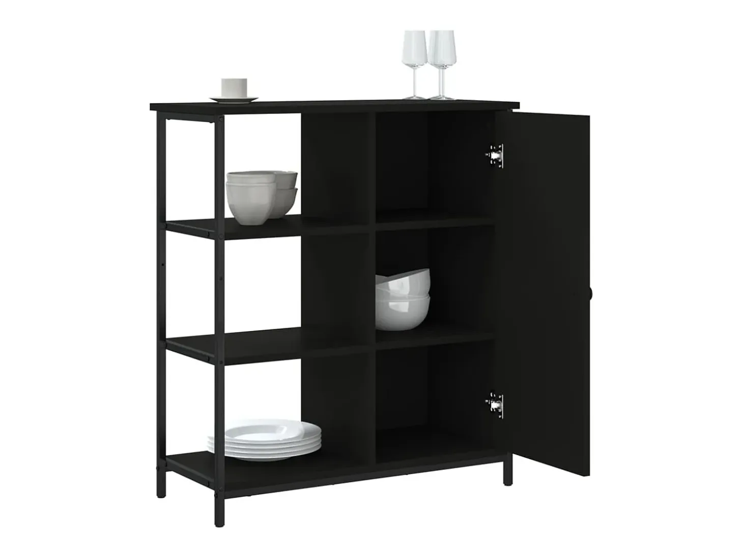 Aparador de madera de ingeniería negro 70x30x80 cm