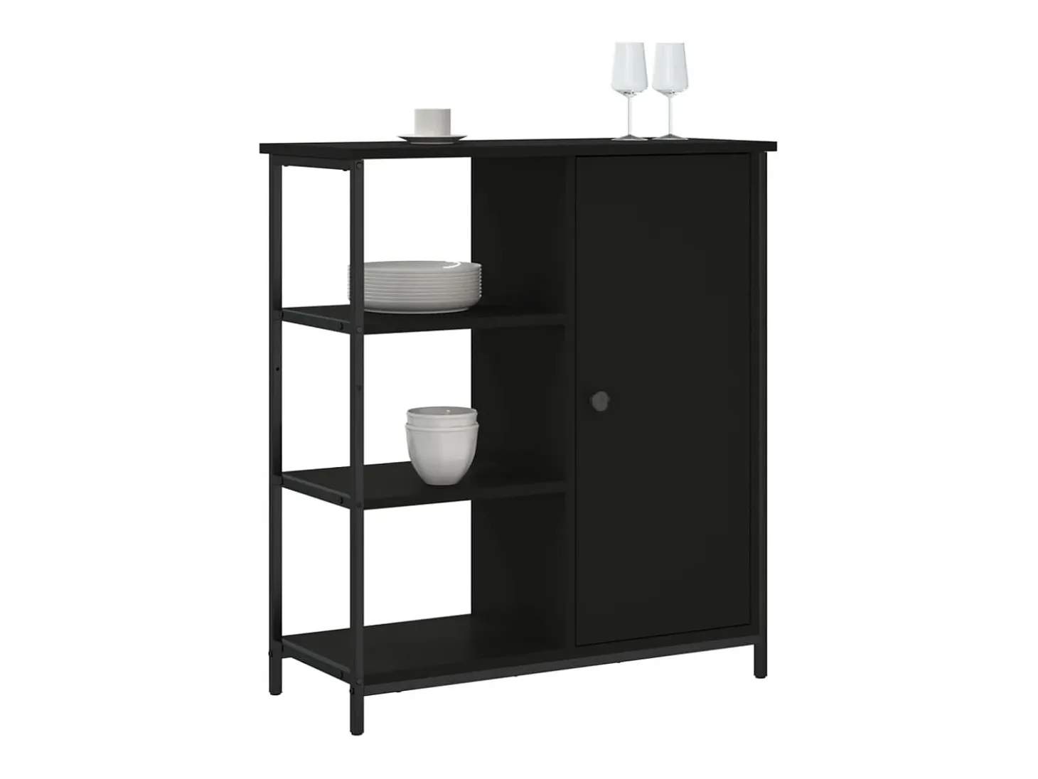 Aparador de madera de ingeniería negro 70x30x80 cm