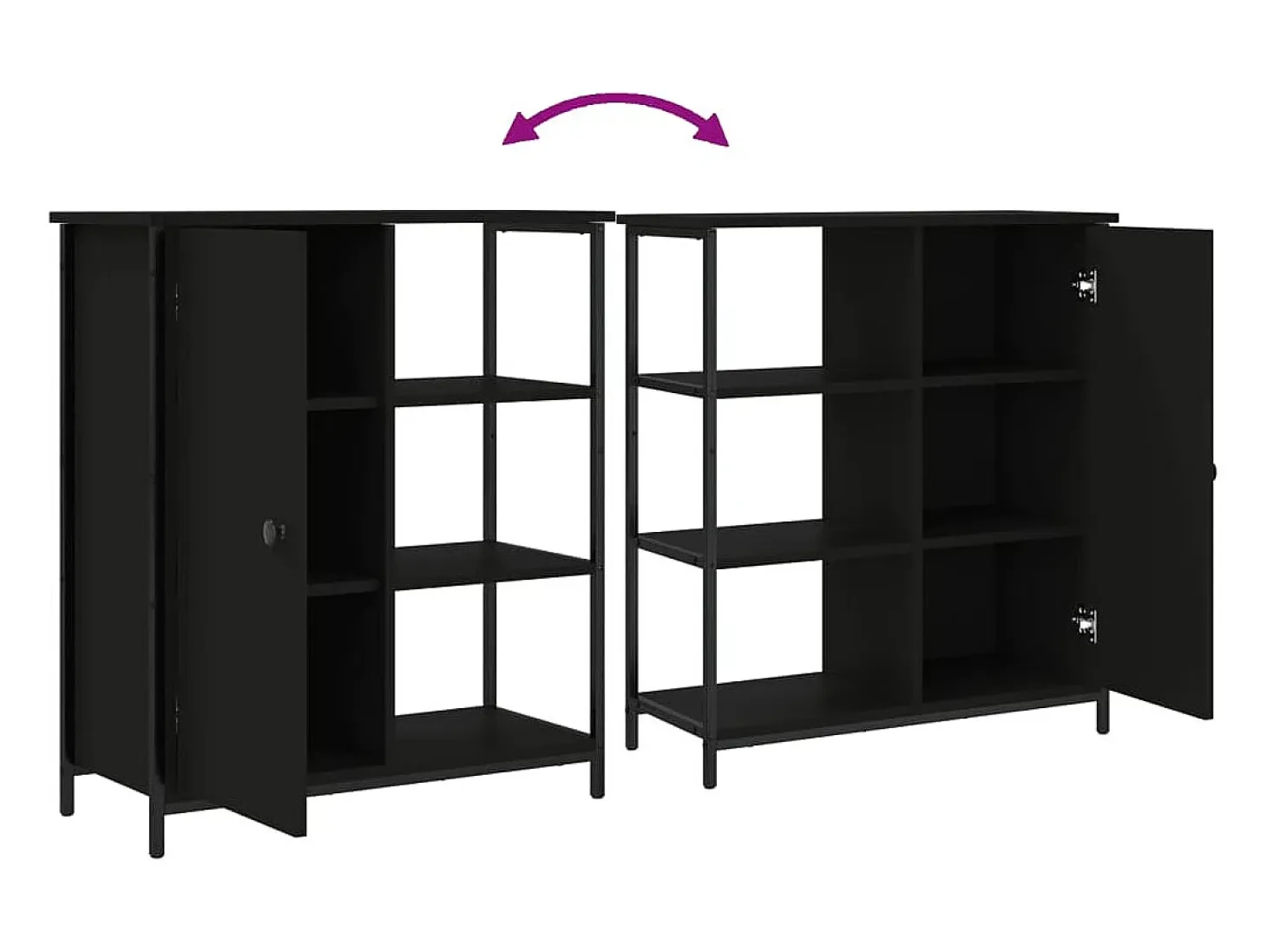 Aparador de madera de ingeniería negro 70x30x80 cm