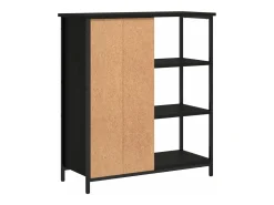 Aparador de madera de ingeniería negro 70x30x80 cm