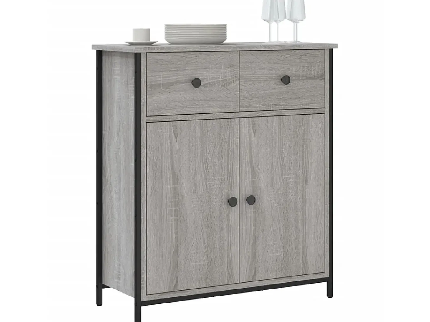 Aparador de madera de ingeniería gris Sonoma 70x30x80 cm ES82983