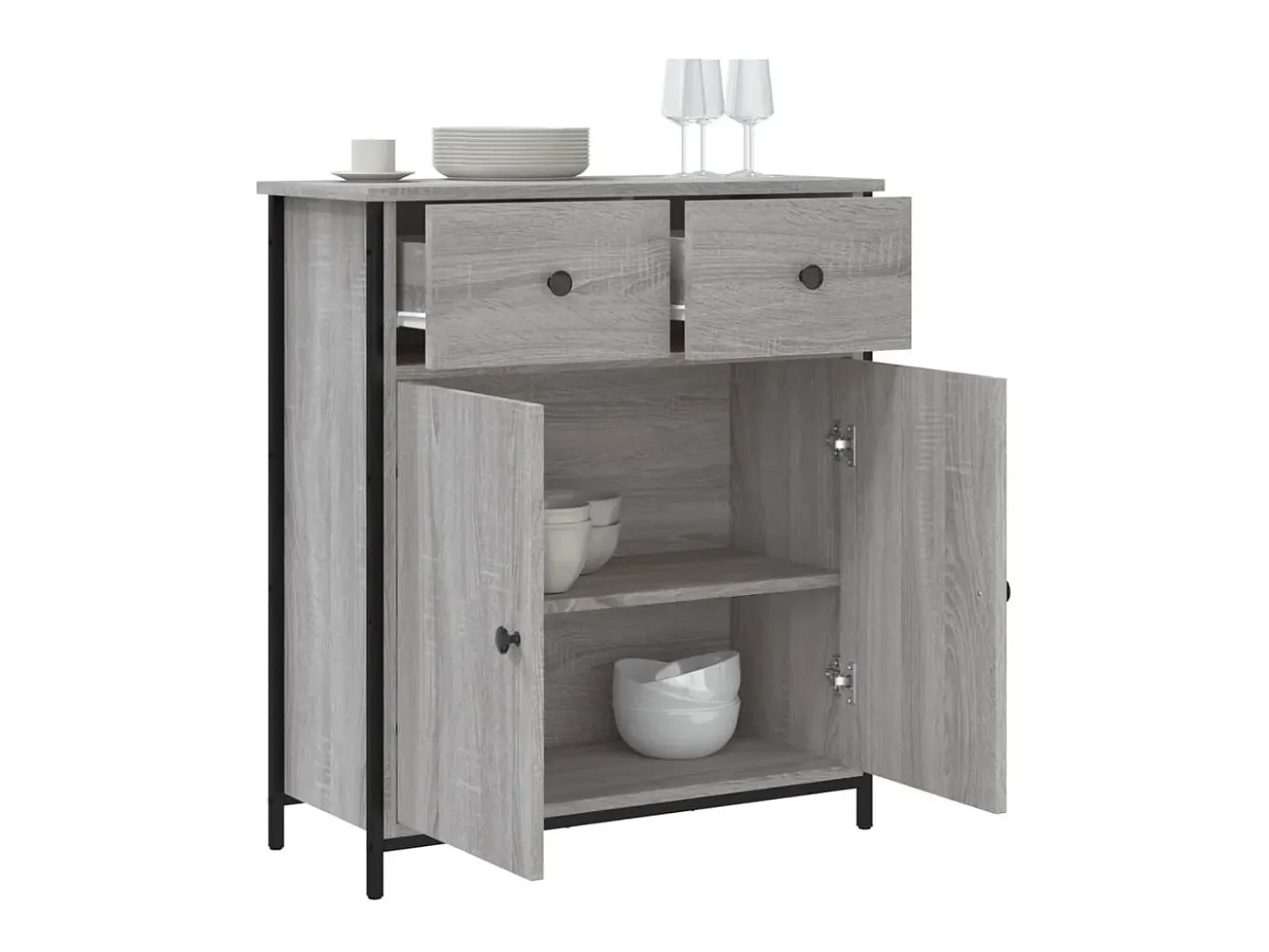 Aparador de madera de ingeniería gris Sonoma 70x30x80 cm ES82983