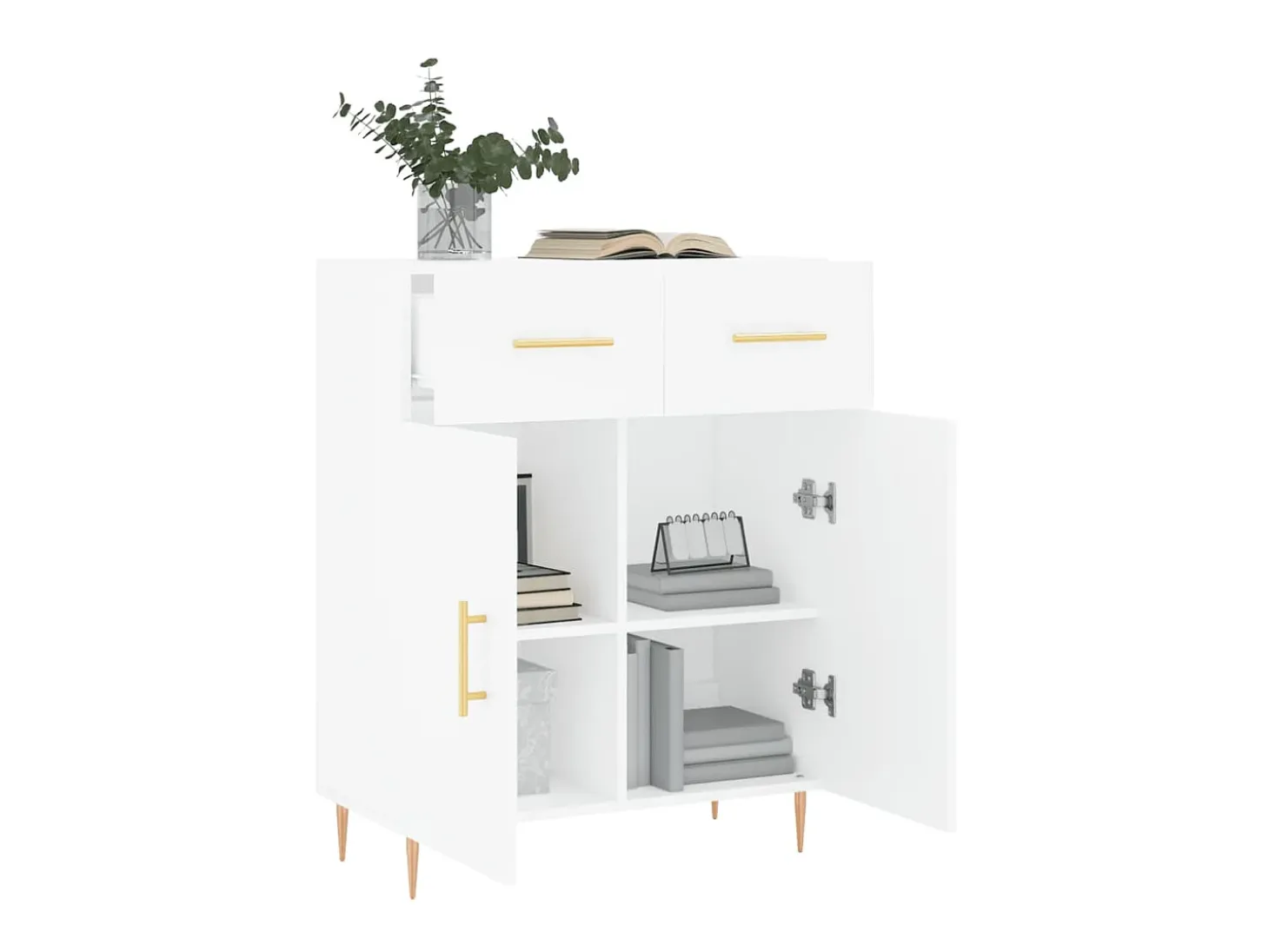 Aparador de madera de ingeniería blanco 69,5x34x90 cm ES31876