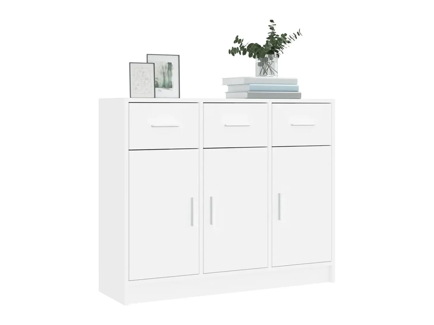 Aparador de madera de ingeniería blanco 91x28x75 cm ES63352