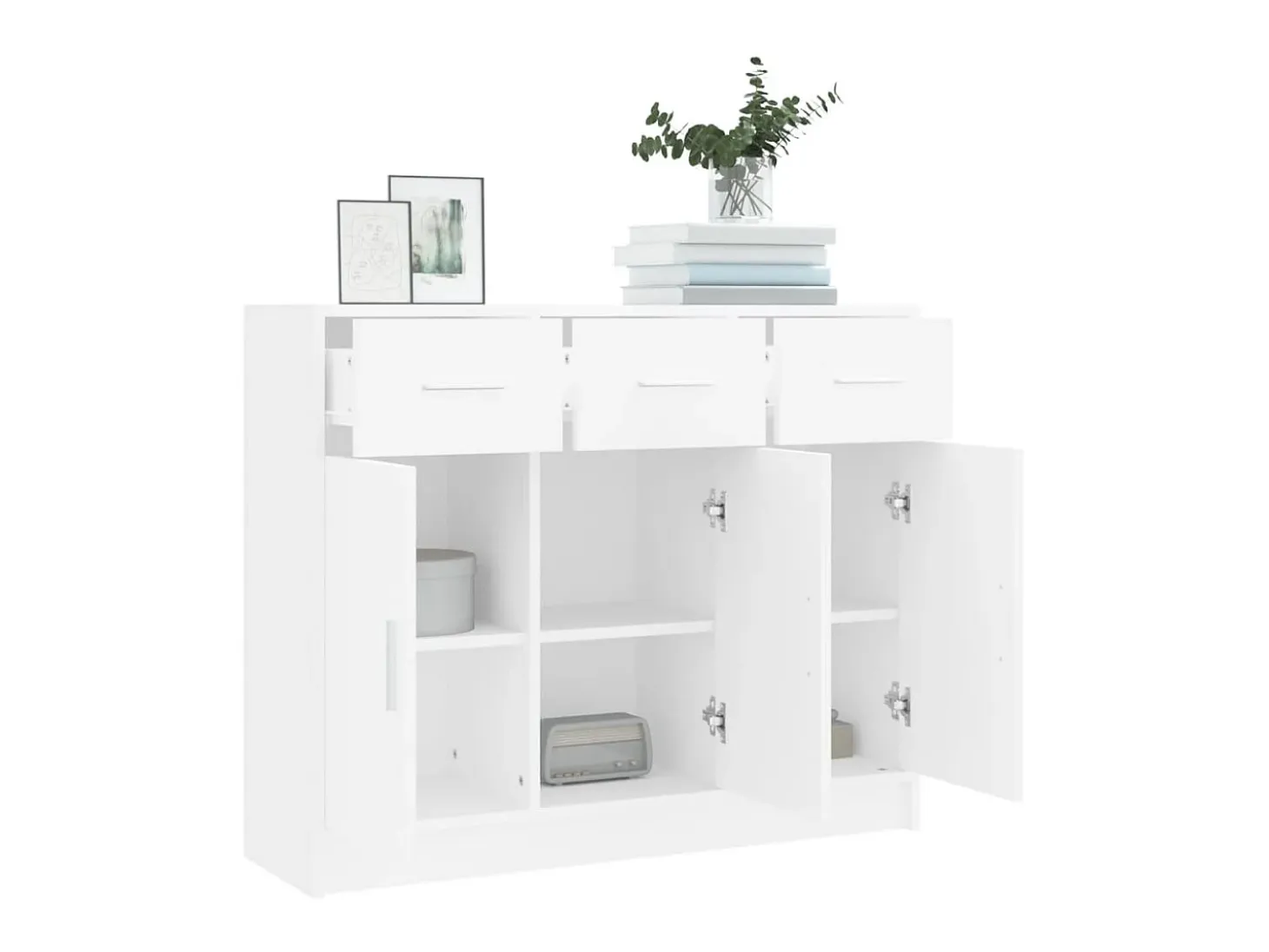 Aparador de madera de ingeniería blanco 91x28x75 cm ES63352