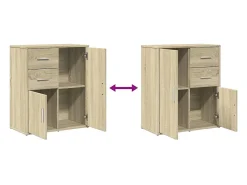 Aparador de madera de ingeniería 2 uds roble Sonoma 60x31x70 cm