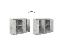 Aparador de madera de ingeniería gris hormigón 85x34x76 cm