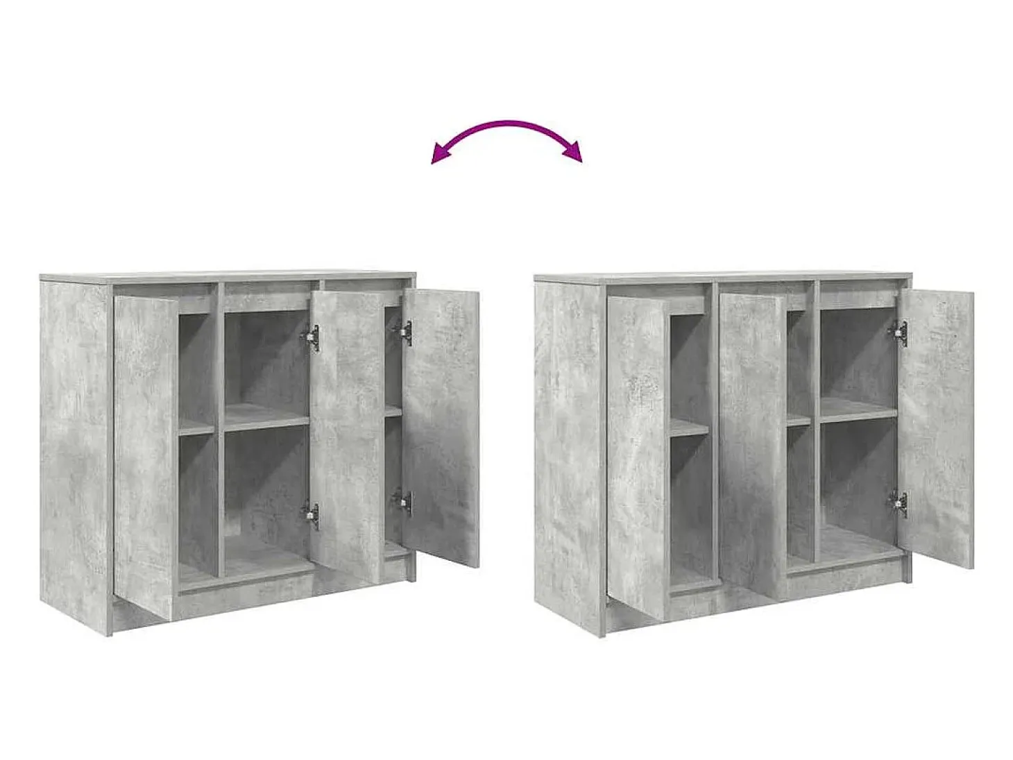 Aparador de madera de ingeniería gris hormigón 85x34x76 cm