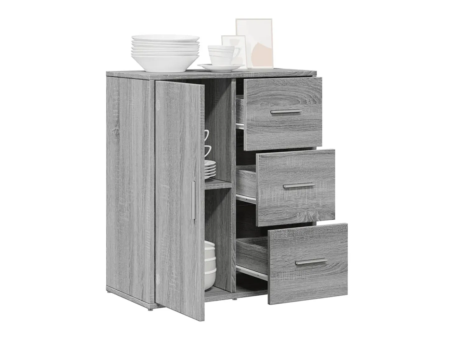 Aparador de madera de ingeniería gris Sonoma 60x31x70 cm ES400280