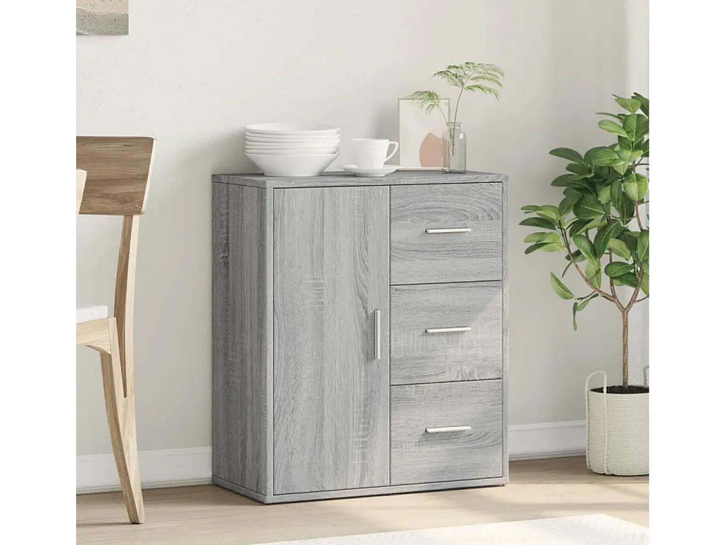Aparador de madera de ingeniería gris Sonoma 60x31x70 cm ES400280