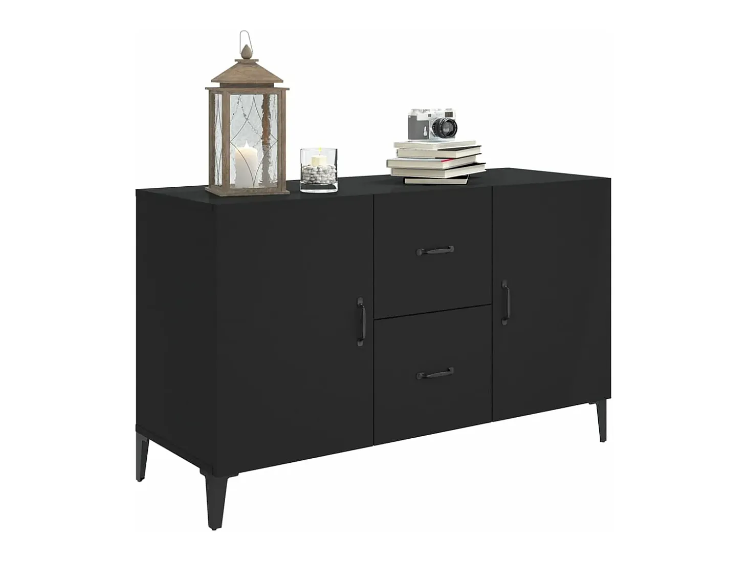 Aparador de madera de ingeniería negro 100x36x60 cm