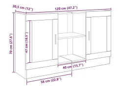 Aparador de madera de ingeniería roble artisan 120x30,5x70 cm