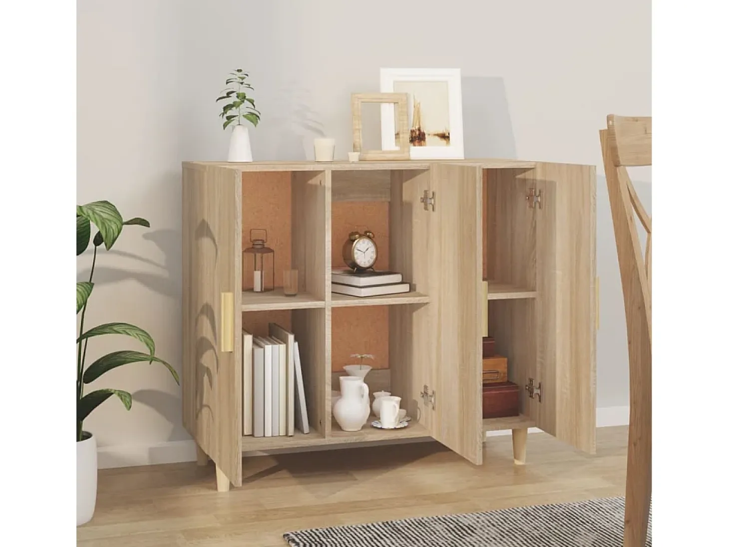 Aparador de madera de ingeniería roble Sonoma 90x34x80 cm