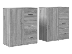 Aparador de madera de ingeniería 2 uds gris Sonoma 60x31x70 cm