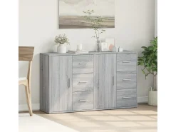 Aparador de madera de ingeniería 2 uds gris Sonoma 60x31x70 cm