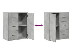 Aparador de madera de ingeniería 2 uds gris Sonoma 60x31x70 cm